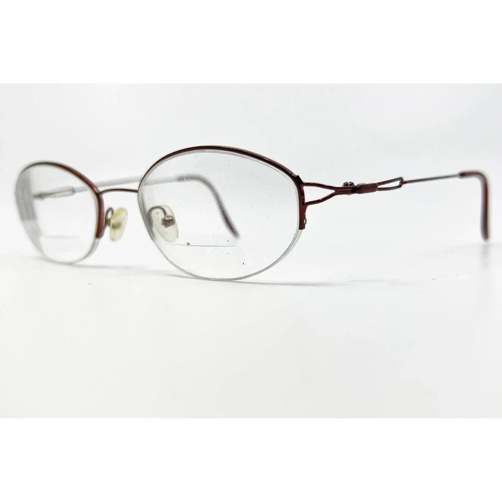 MA T 513 Eyeglass Frames Women Wine Red Oval Semi-Rimless 52-19-140